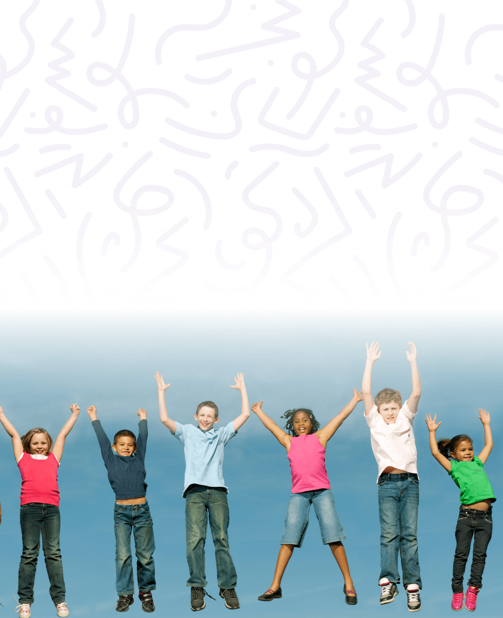 Excited kids jumping up.